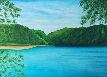 灵宝在墙绘中，如何绘画绿水青山？